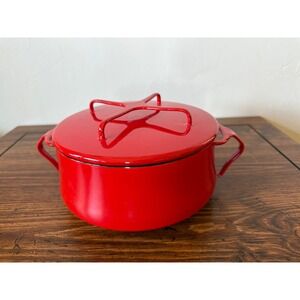 Dansk Kobenstyle Red Enamel 2qt Casserole Dutch Oven with Trivet Lid JHQ Denmark